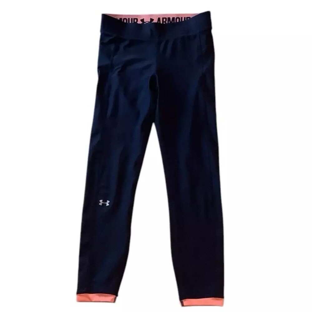 Under Armour Compression Heat Gear Crop Legging Blue/Pink Women's Size Small